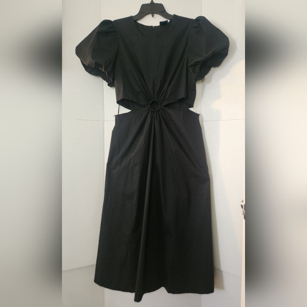 Scoop Dress Women's Size Large Black Puff Sleeve Open Waist Design Maxi Length